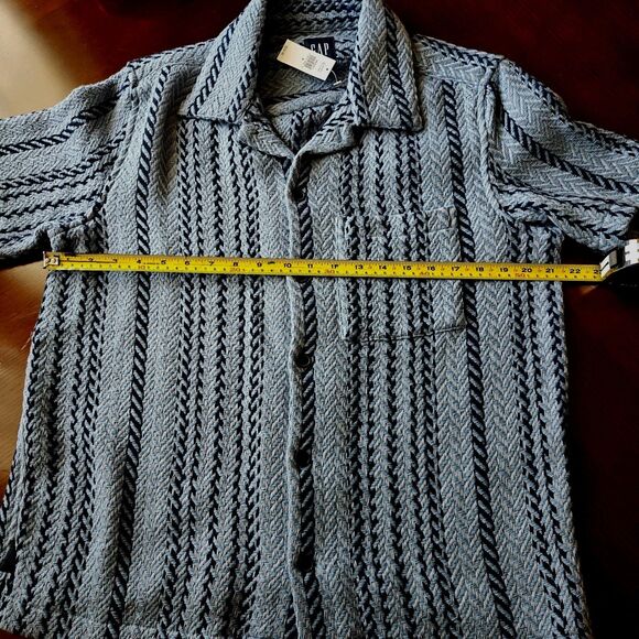 NWT GAP Thick Textured Woven Shirt |Distant Blue Stripe| Shirt Cotton Size Small - Picture 8 of 8